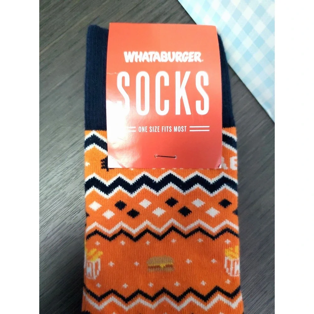 Whataburger Socks‎ Novelty Orange/White/Navy Holiday One Size Fits Most New